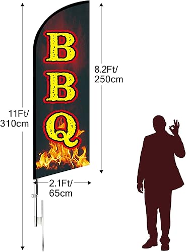 Miniatura 2 de Bandera de Barbecue Swooper, banderas de barbacoa de 11 pies para empresas con postes de aleación de aluminioestaca de acero inoxidablebolsa