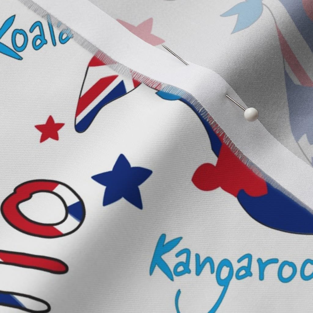 Spoonflower Fabric - Australia Day Animals Koala Kangaroo Aussie Printed on Organic Cotton Sateen Fabric by The Yard - Sewing Quilting Apparel Home Decor