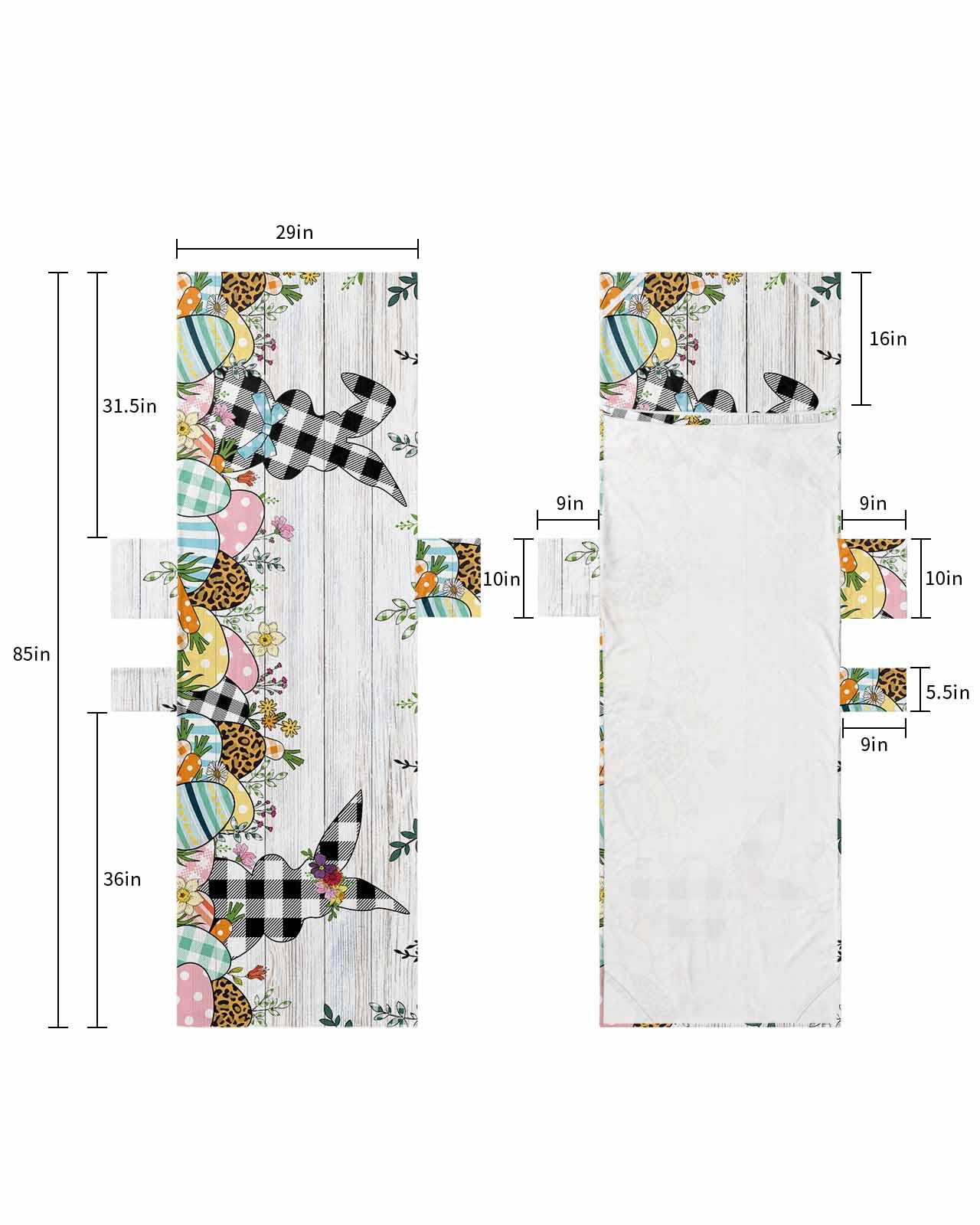 Black Plaid Bunny Easter Beach Lounge Chair Towel Cover, Soft Chaise Lounge Towel with Side Pockets Patio Pool Chairs Cover for Beach/Pool Sunbathing 29x85 Spring Floral Eggs Vintage