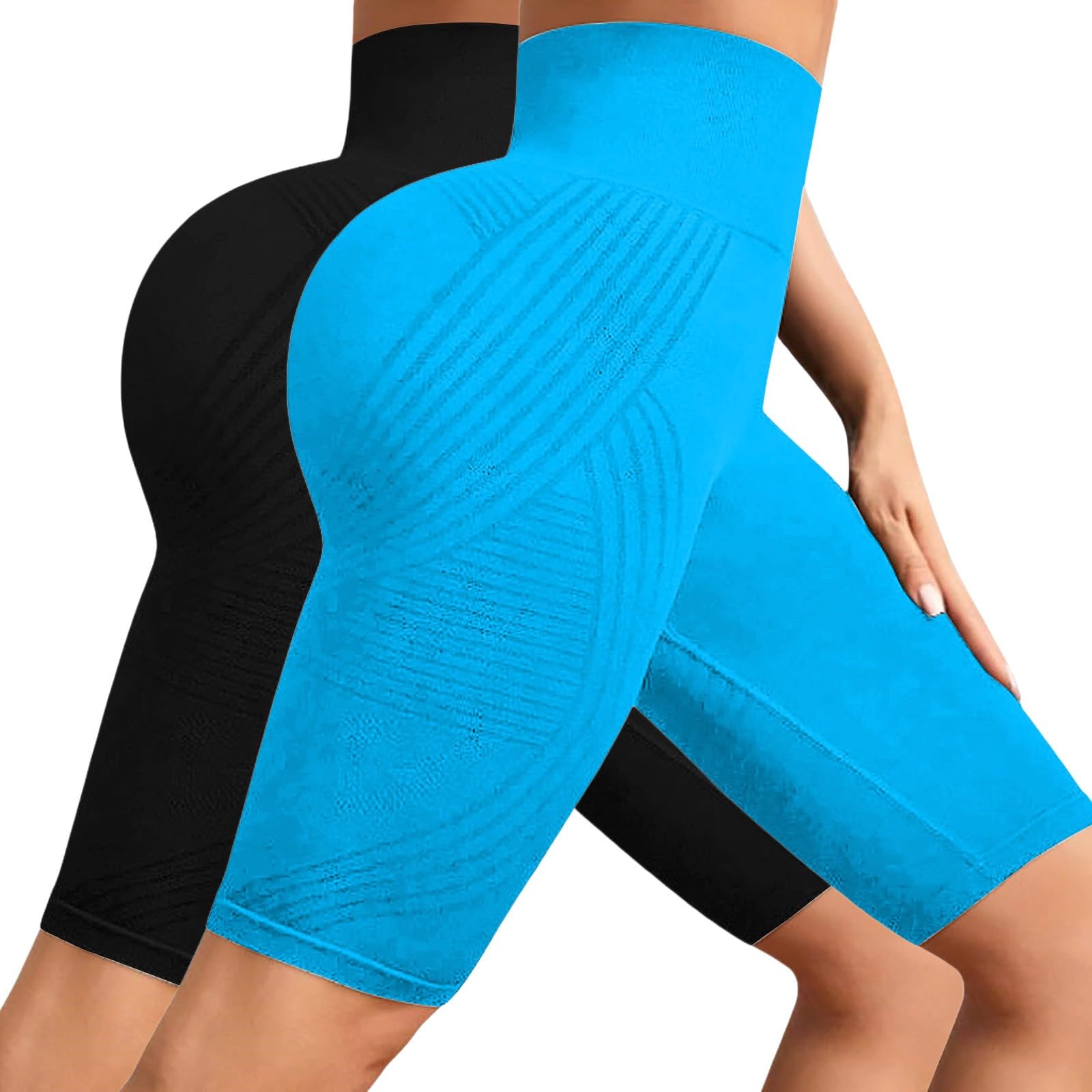 Generico Leggins 3D Anticellulite Corti Donna, Push Up Sculpture Lipedema a Compressione Controllo Graduata Anti Cellulite Leggings Sportivo Vita Alta Senza Cuciture Calze Compressione Graduata Donna