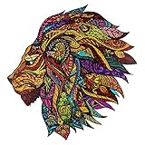 Funnli Holzpuzzles Erwachsene,Puzzlespiele der Tierserie,Puzzles zur intellektuellen Entwicklung,Rätsel für Gehirnübungen,Geschenk für Weihnachten/NeujahA3-300 Stück (Löwen-groß)