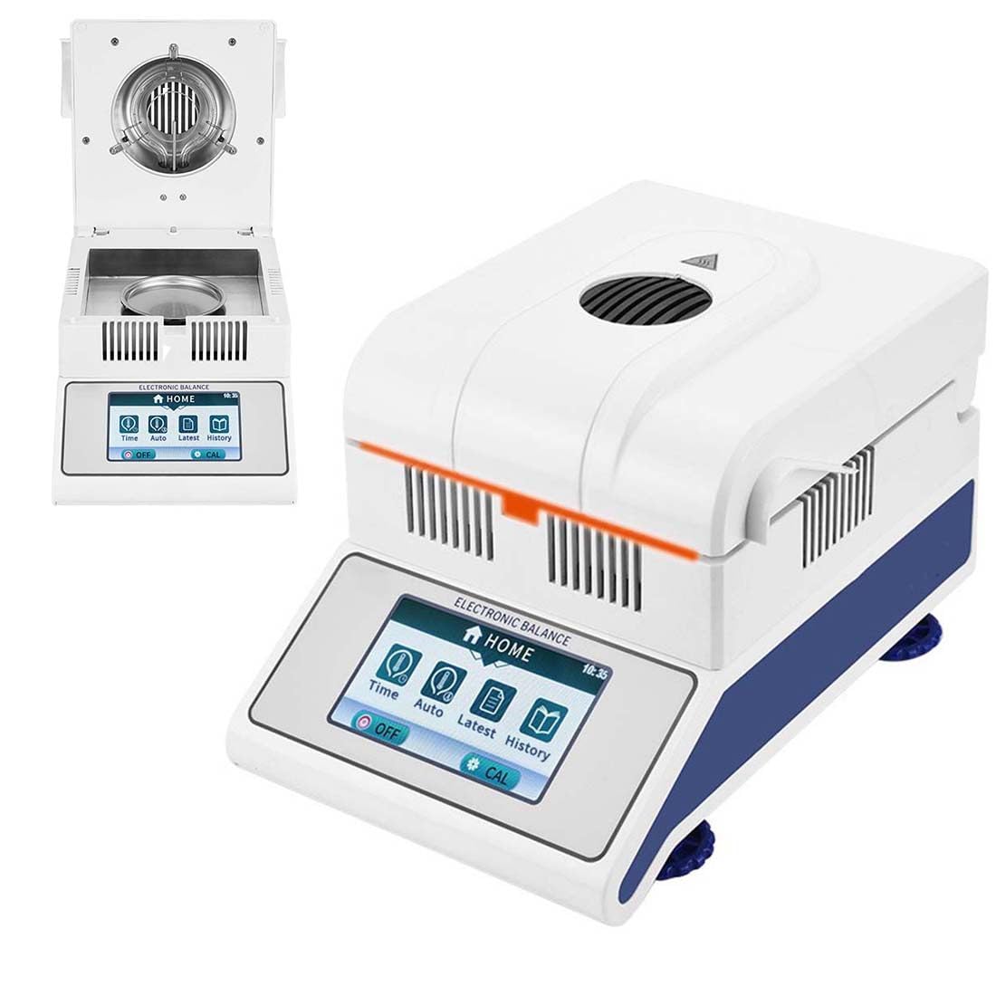 Analizzatore di umidità da laboratorio, capacità 50g/100g, leggibilità 1mg-5mg, intervallo di asciugatura 60-160°C, 10 piatti, RS232 per alimenti, cereali, analisi chimica