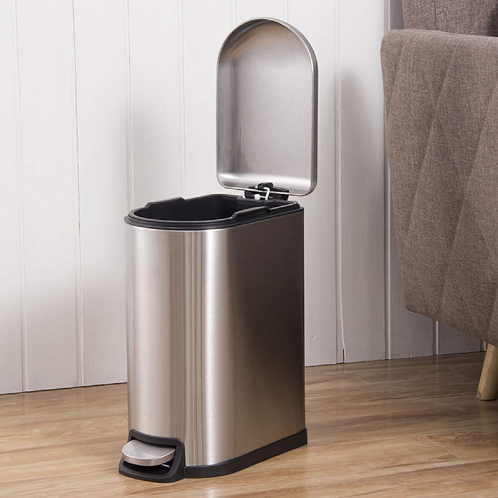 10 Liter Edelstahl Treteimer für Recycling – Abfall, Papier, Plastik, Dosen, Gartenabfälle Und Geeignet für Küche, Bad, Büro Und Schlafzimmer