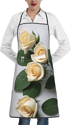 Miniatura 1 de Delantal de cocina con estampado de lobos, delantal de cocina para hombre, impermeable, con bolsillos, Blanco, rosa