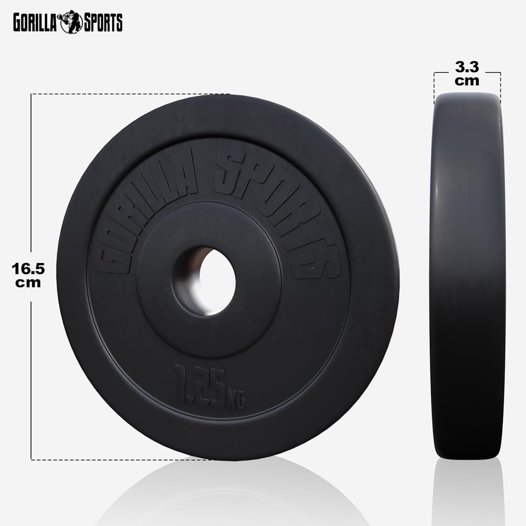 GORILLA SPORTS® Juego de mancuernas – 60 kg, 100 kg o 130 kg, barra larga de 170 cm, 2 mancuernas, discos de plástico de 30 mm, con cierres de estrella – Juego de mancuernas, mancuernas, pesas y