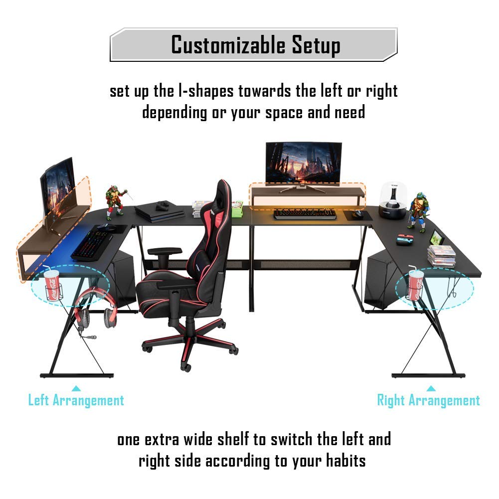 Buy Bestier 55 inch LShaped RGB Gaming Computer Desk,Led Strip Light