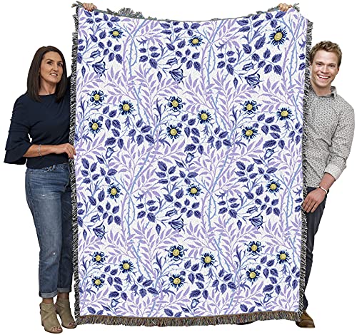 Image of Pure Country Weavers William Morris Sweetbriar Lavender Blanket - Arts & Crafts - Gift Tapestry Throw Woven from Cotton - Made in the USA (72x54)