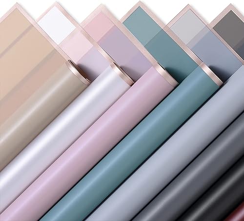 Miniatura 4 de Banxidi Papel de regalo floral coreano con borde dorado, 40 hojas, suministros para floristería, papel de regalo para ramo de flores, suministros