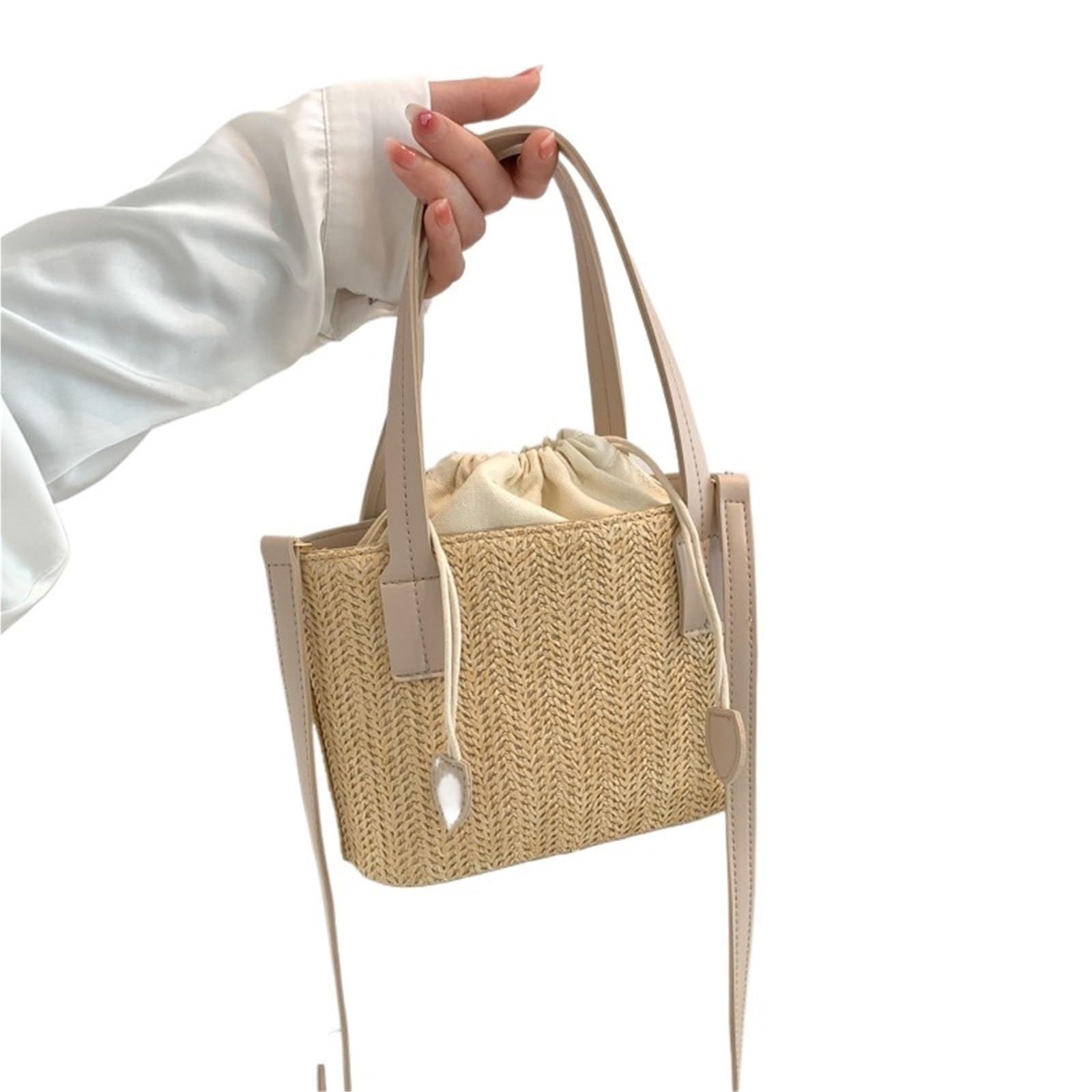 Sac à main en paille tricotée fine et crochet haut de gamme kaki pour femme
