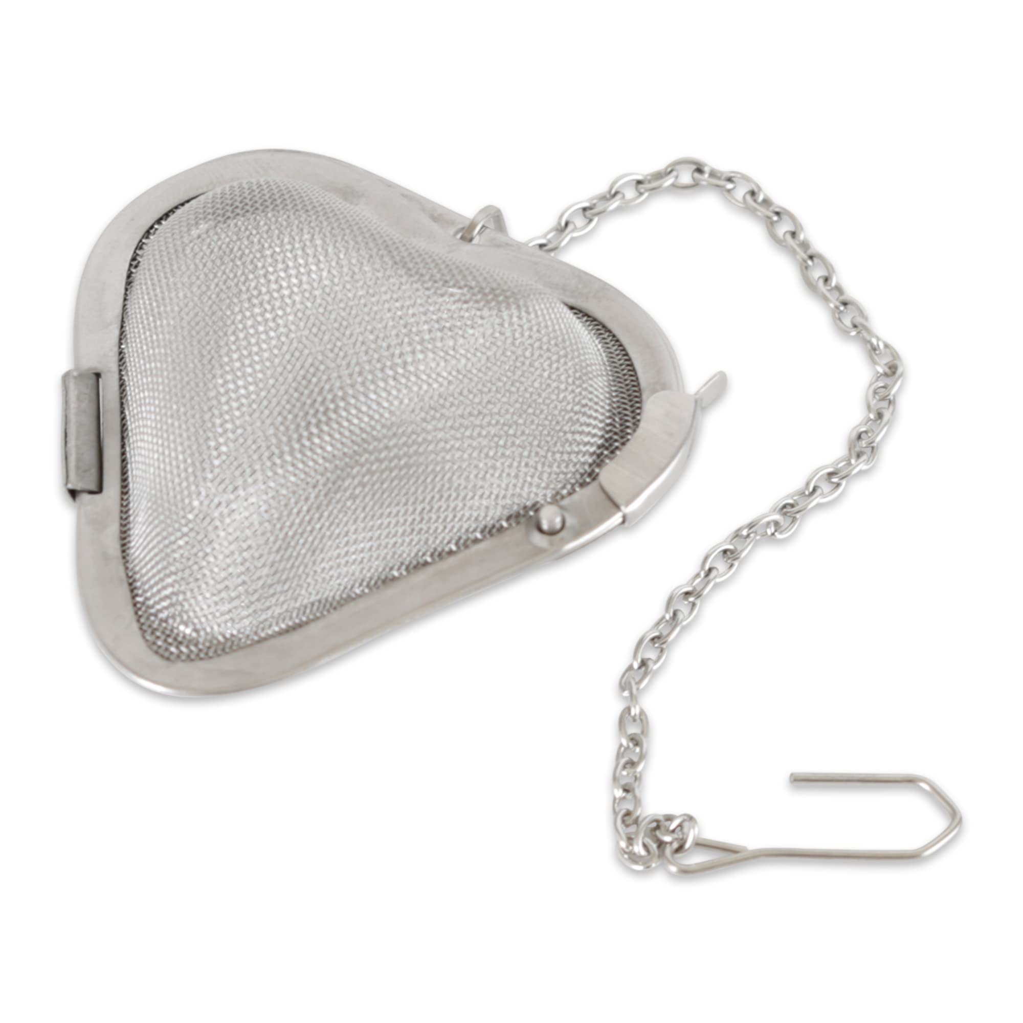 RSVP International Endurance Collection Mesh Loose Leaf Tea Strainer/Infuser Ball, 18/8 Stainless Steel and Dishwasher Safe, Heart Shape, 2 x 2