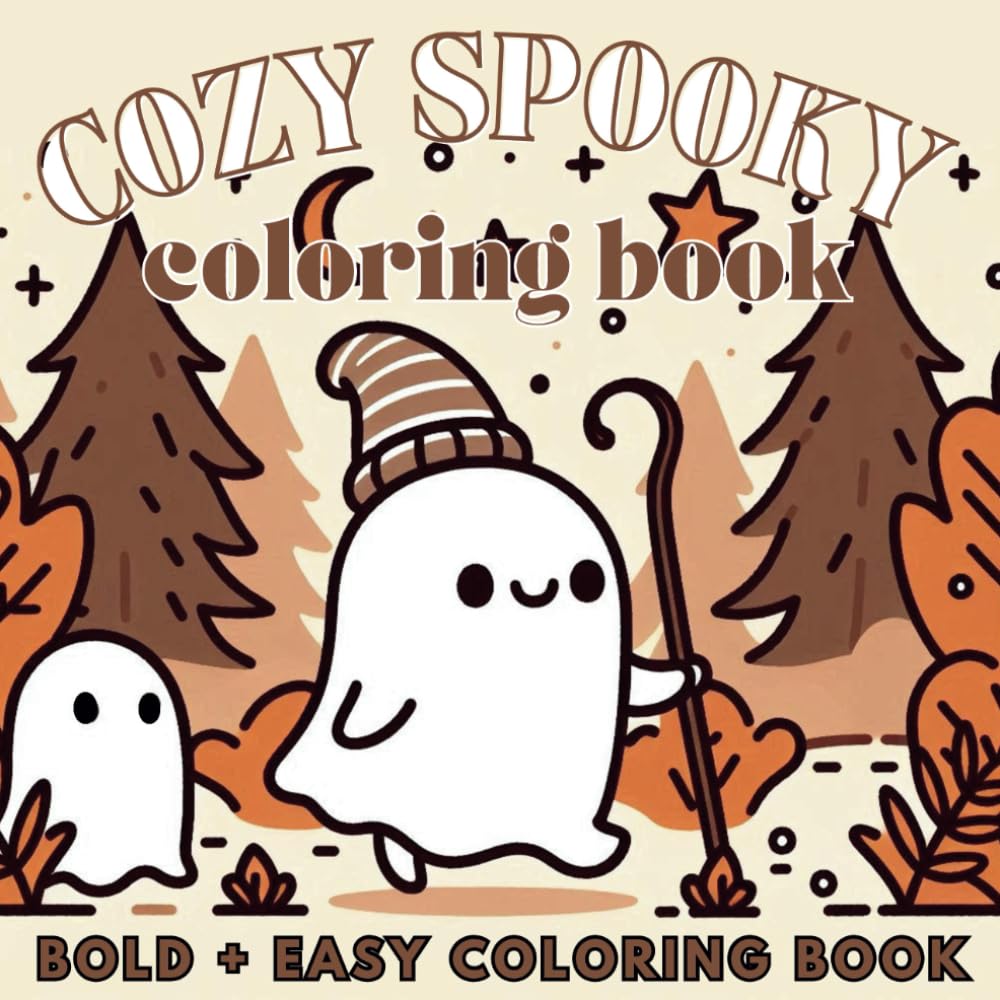 Cute and Spooky Coloring Book for Adults and Teens: Aesthetic Coloring Pages with Ghosts and Fall Vibes for Adults and Teens