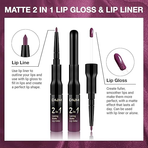 Miniatura 222 de evpct Juego de 6 delineadores de labios y lápiz labial, color rojo oscuro, malva, morado, ciruela, mate, mate, 24 horas a prueba de agua mate, 24 1