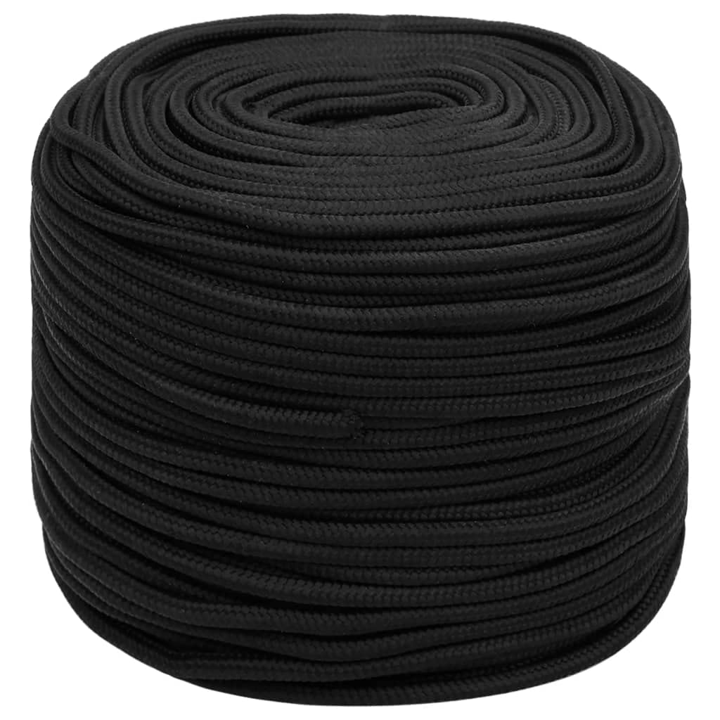 vidaXL Corde de Bateau Corde de Levage Câble d'Amarrage Ancrage Navire Lignes de Gréement Corde à Linge Noir Complet 10 mm 100 m Polypropylène