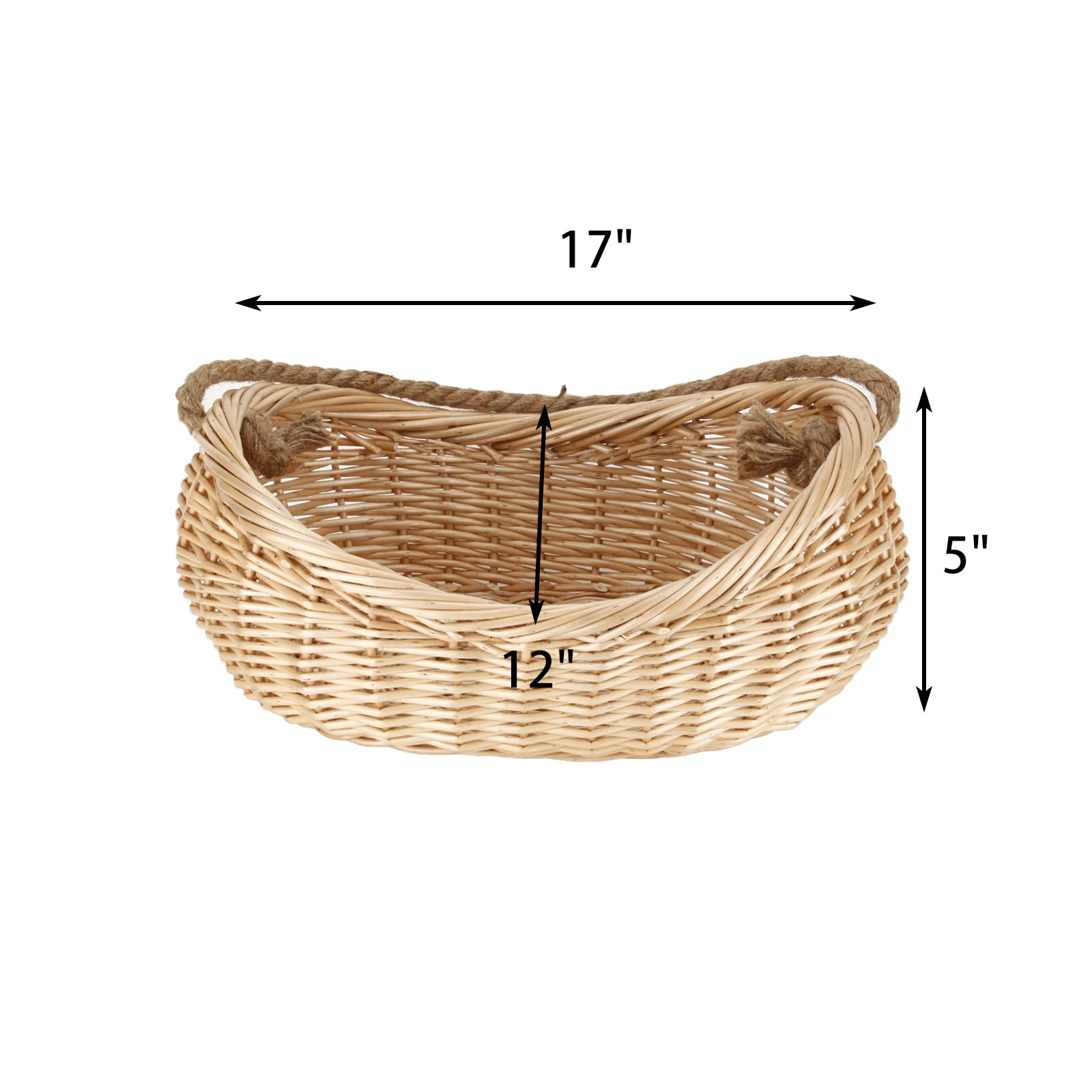 JJSQ Geflochtener Weidenkorb mit Juteseil-Griff, Garten, Erntekorb, Weidenkorb, Aufbewahrungskörbe für Picknick, Ostern, Organisieren, Sammeln von Gemüse, groß, 43,2 x 30,5 x 12,7 cm