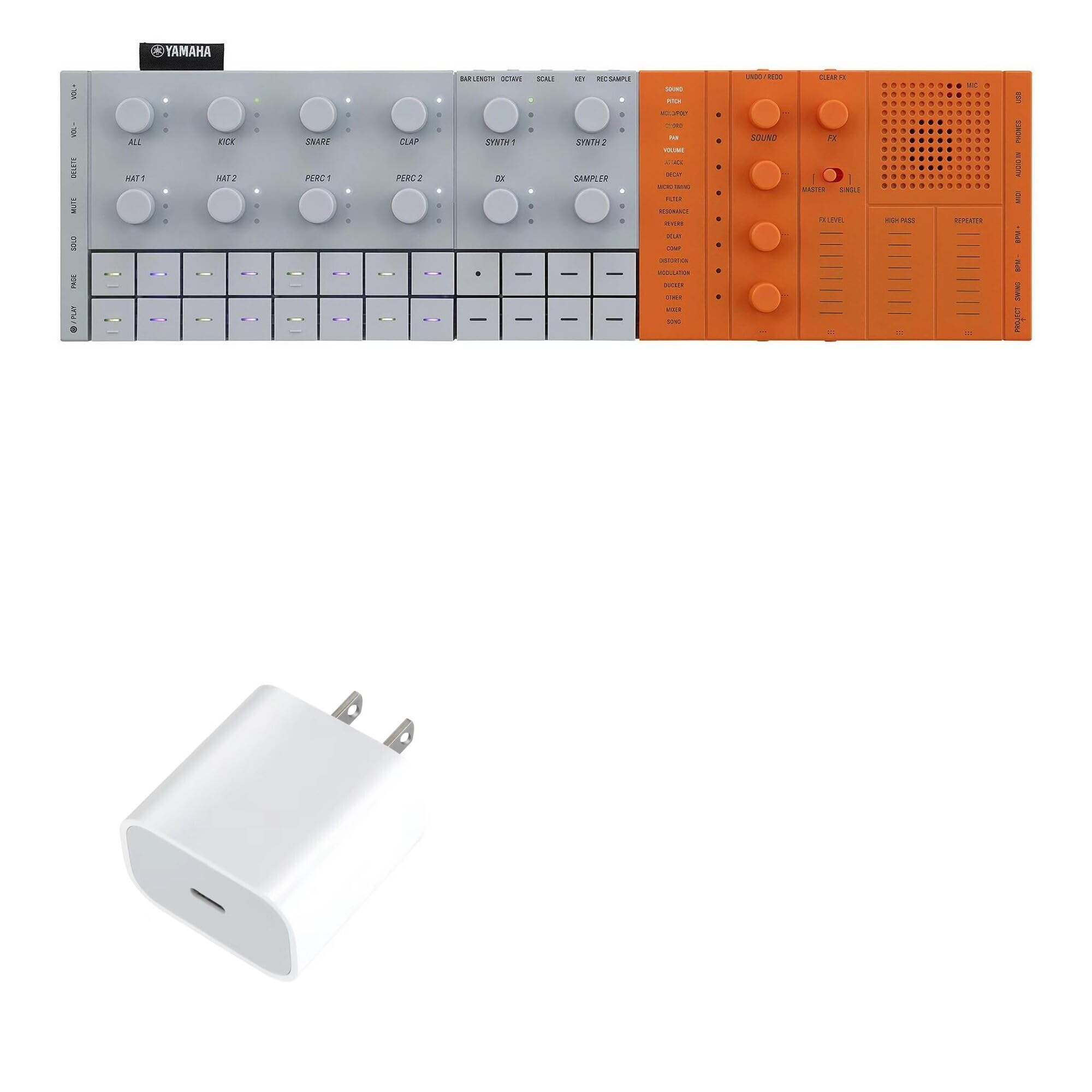 BoxWave Charger Compatible with Yamaha Seqtrak - PD GAN miniCube (30W), 30W Tiny PD GAN Type-C Wall Charger - Winter White
