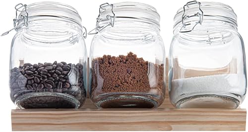 Restaurantware Vetri - Tarros de vidrio de 30.4 onzas, 3 piezas, lavables en platos, para galletas, sellado hermético, para el calor y el frío,