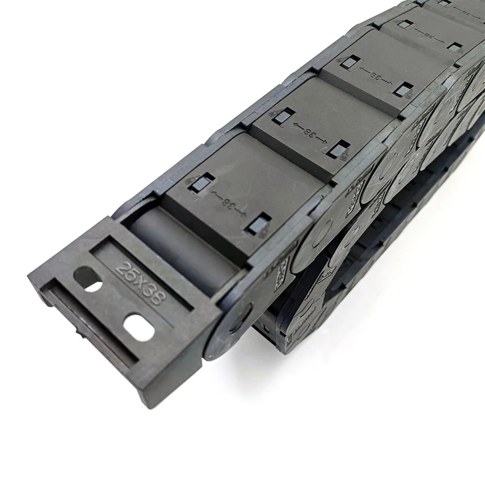 chaîne de transmission Câble porteur de fil de 1 mètre série 25, chaîne porteuse fermée ouverte des deux côtés for transmission de machines-outils de routeur CNC chaîne porte-câble(R55,25x38 mm)