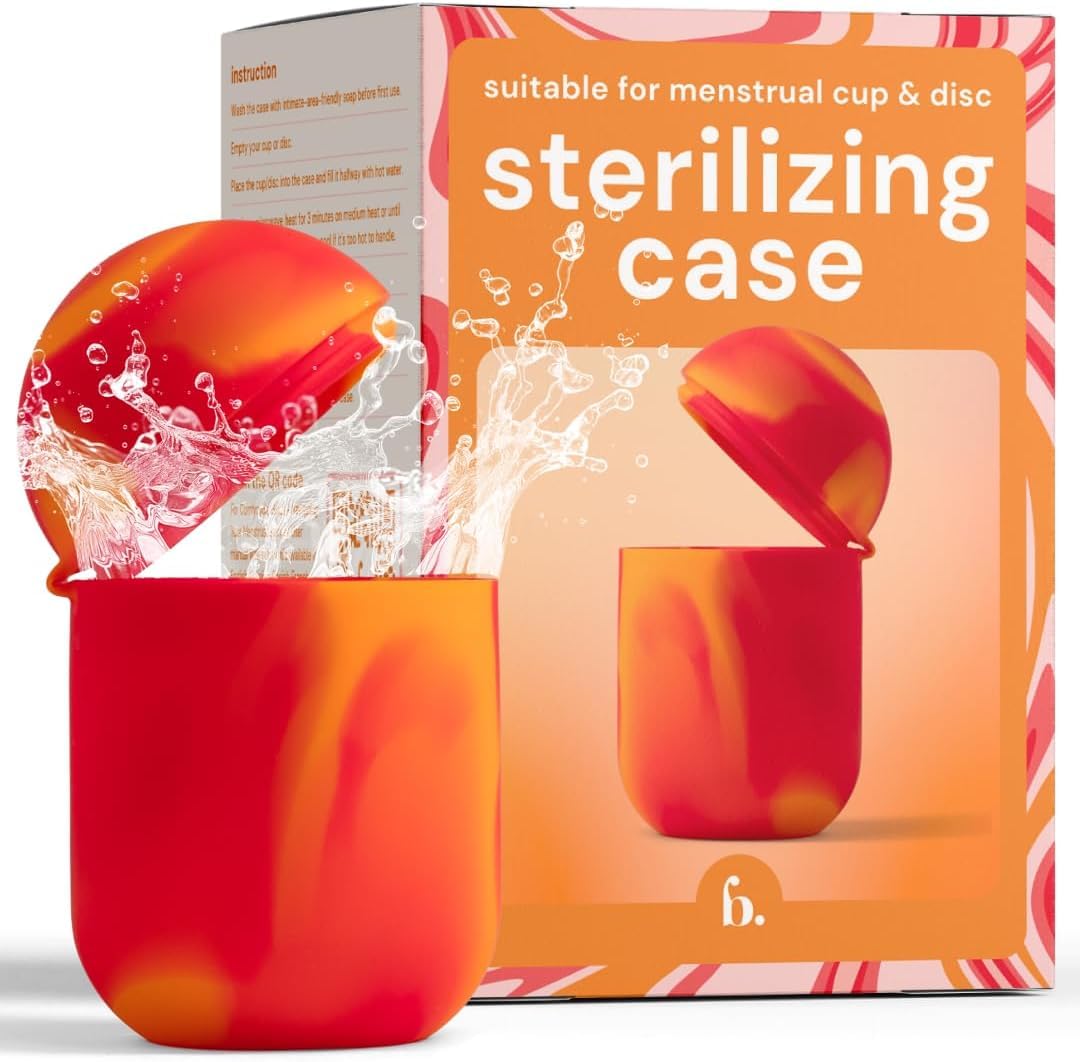 Bodyotics Comfycase - Menstrual Disc/Cup Wash - Orange & Red - Sterilizer, Wash and Carry Case for Resuable Discs and Cups