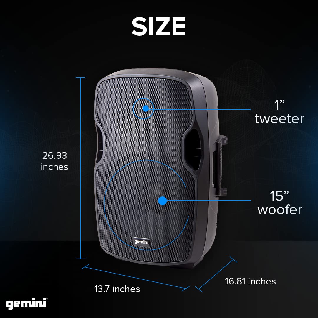 Gemini Sound Bluetooth Dual Active / Passive 15" Inch Woofer 2000W