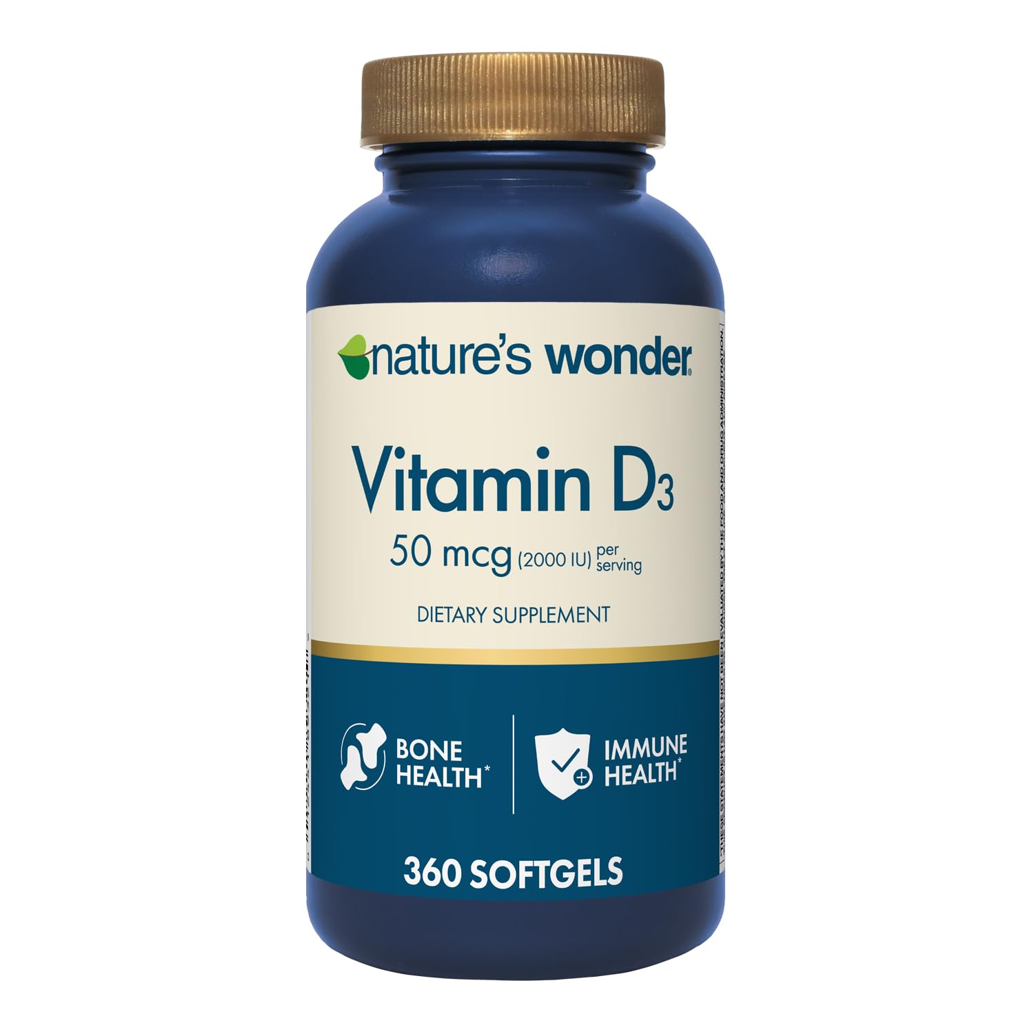 Nature's Wonder Vitamin D3 2000 IU (50mcg), Gluten-Free, 360 Softgels
