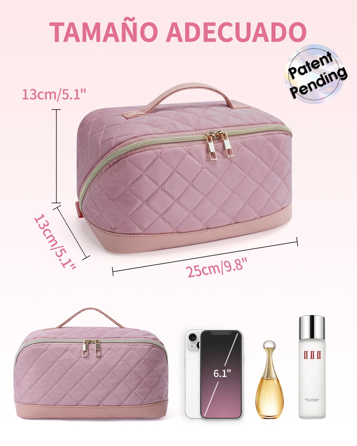Wandering Nature Neceser Mujer Grande Maquillaje Impermeable – Bolsa de Cosméticos de Viaje con Separador Transparente, Múltiples Compartimentos y Asa – Organizador de Belleza Ideal para Regalar