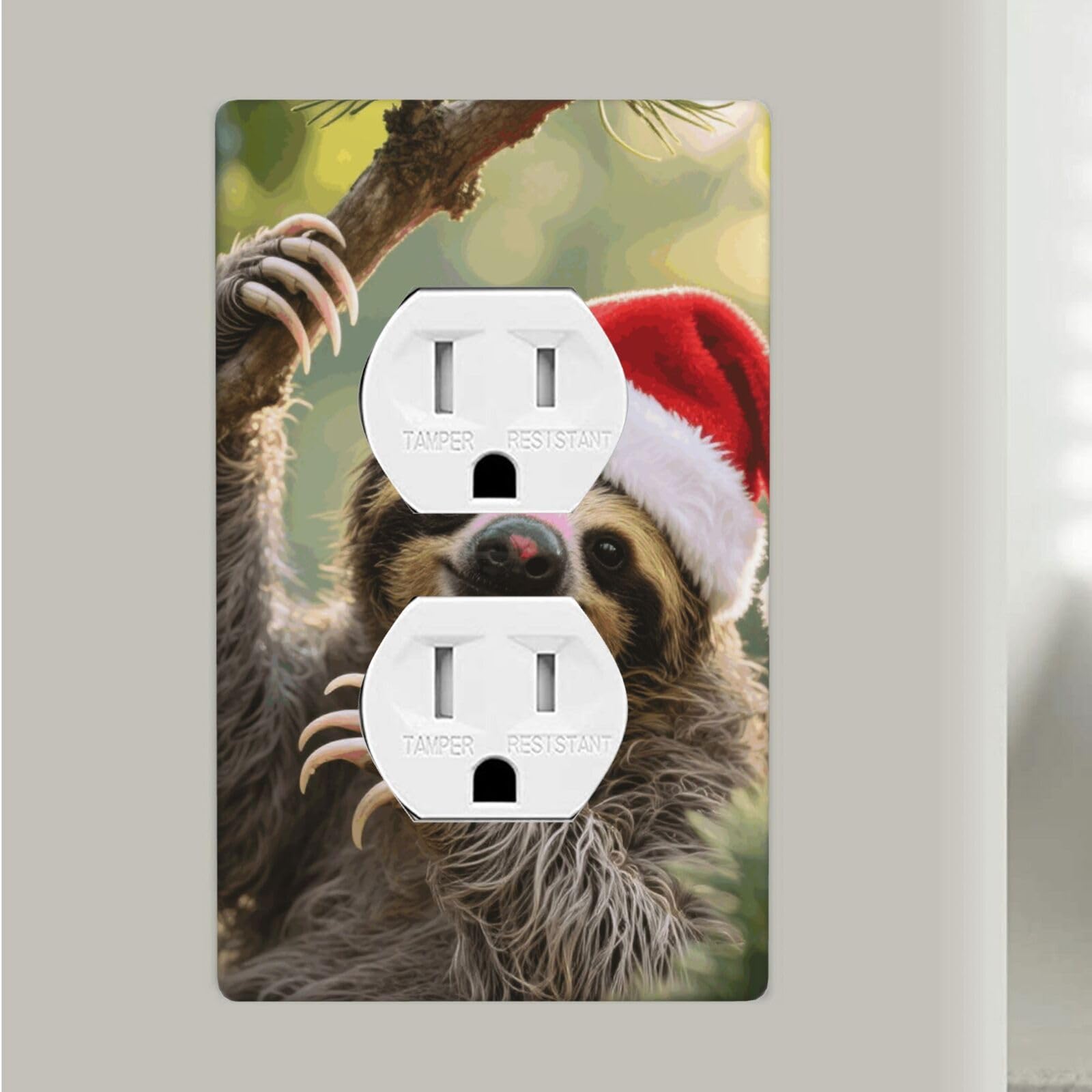 Cute Christmas Sloth Duplex Outlet Covers Wall Plates 1-Gang Switch Outlet Electrical Cover Plate Unbreakable Polycarbonate Switchplate Cover Faceplate For Bathroom Kitchen Home Decor