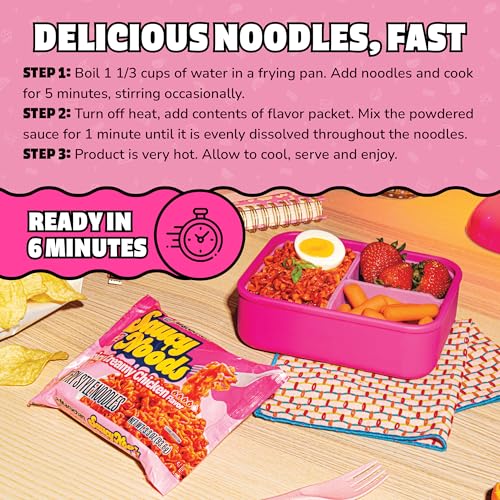 Image of Maruchan Ramen Spicy Creamy Chicken Noodles, Saucy Noods - Stir Fry Style, Bold Korean-Inspired Sauce, Rich Flavor, Made in USA - 3.3 Oz. (20 Pack)