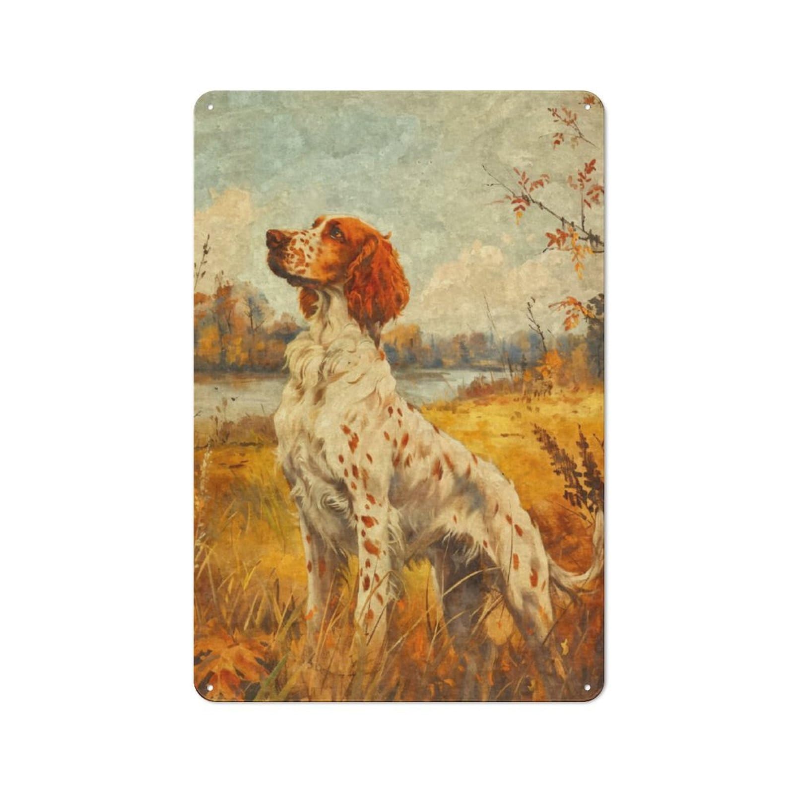 Junmoney Vintage English Setter Oil Vintage Tin Sign 30X20cm With For Garage Wall, Suited To People Furnishing A Garage
