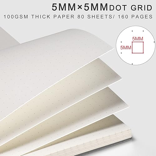 Miniatura 2 de AHGXG Paquete de 3 cuadernos en espiral, diario A5 con cuadrícula de puntos gruesos de 3.53 ozm, tapa dura transparente, 80 hojas, para diario de