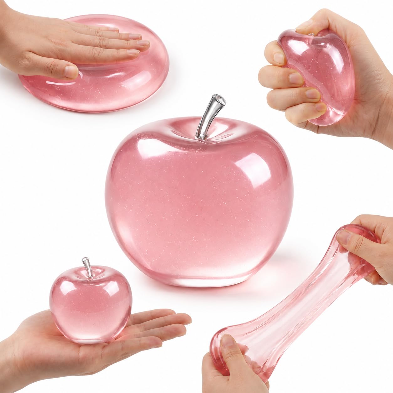 Squishy jabłko antystresowe, przezroczysta zabawka sensoryczna, miękkie prasowanie, zabawka fidget relaks do biura, dekompresji, fantazyjny prezent dla dorosłych (A)