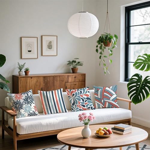 Miniatura 10 de Cirzone Juego de 4 fundas de almohada para exteriores de 18 x 18 pulgadas, impermeables, modernas, bohemias, decorativas, para patio, jardín, hogar