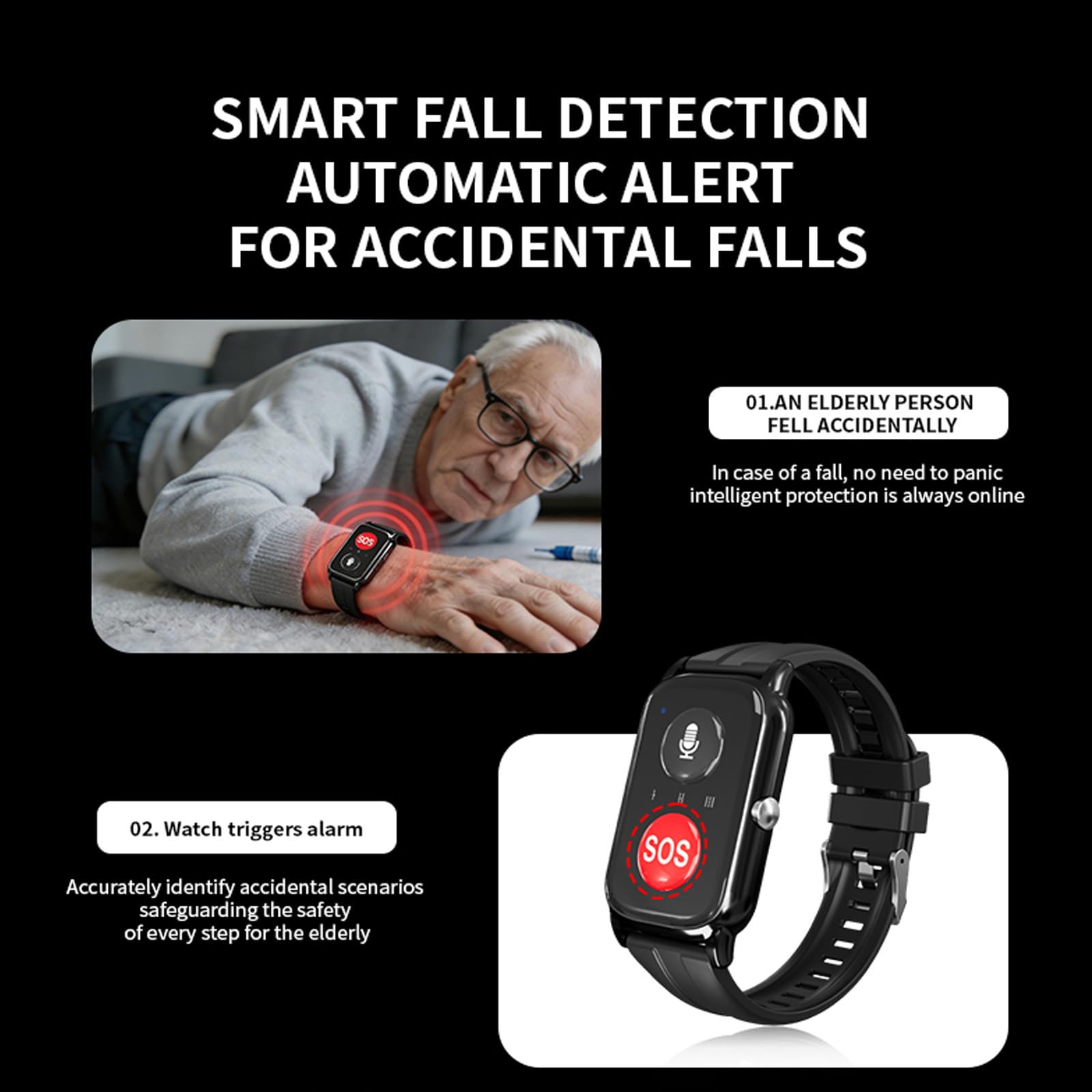 Smartwatch z funkcją GPS i funkcją przypominania o upadku, lokalizator GPS dla seniorów, zapobieganie zgubieniu się, przycisk SOS, autyzm wymaga połączenia z 10 urządzeniami