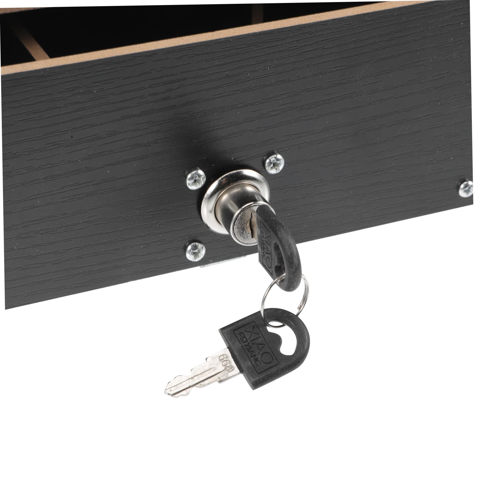 Holzkiste zur Geldaufbewahrung mit Fünffach Gegitterter Münzschale in Schwarz Platzsparendes Design mit Clip Befestigung Geeignet für Münzen und Scheine in Shops und Supermärkten