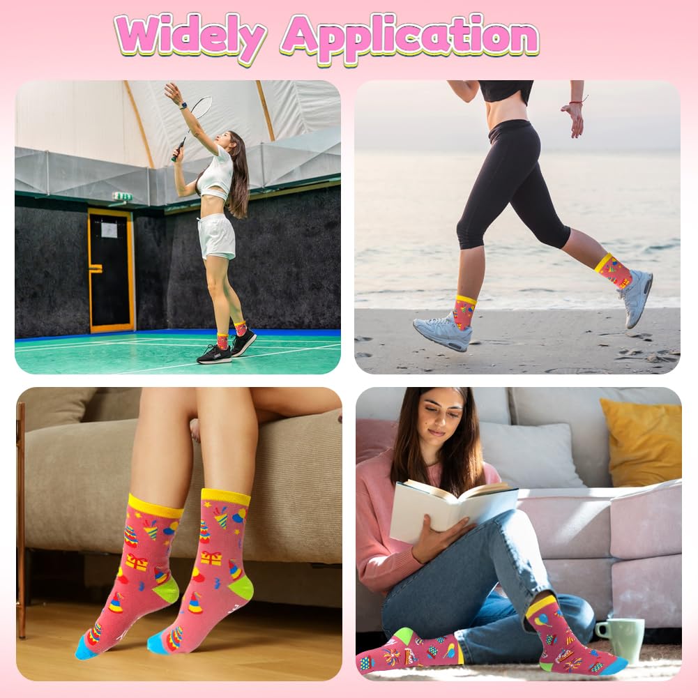 SwirlColor Regalos de cumpleaños de 16 años para las niñas, calcetines cómodos de cumpleaños de las rosados calcetines antideslizantes niña para las hijas de la niña de 16 años