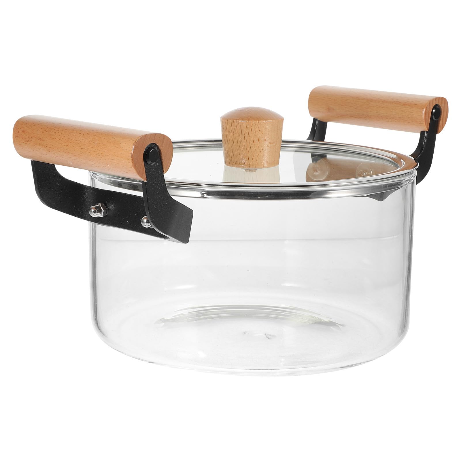 Casserole en Verre Couvercle et Poignée Bois 2,5 L