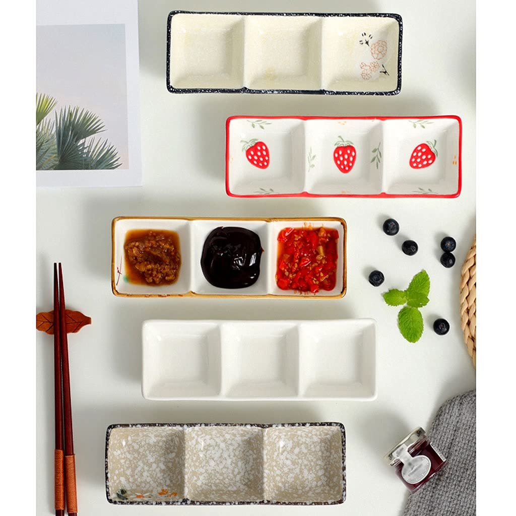 Set di 2 Piatti in Ceramica per Salse, Salsa di soia, Ketchup, Barbecue, Olio d'oliva, aceto, antipasti, condimenti
