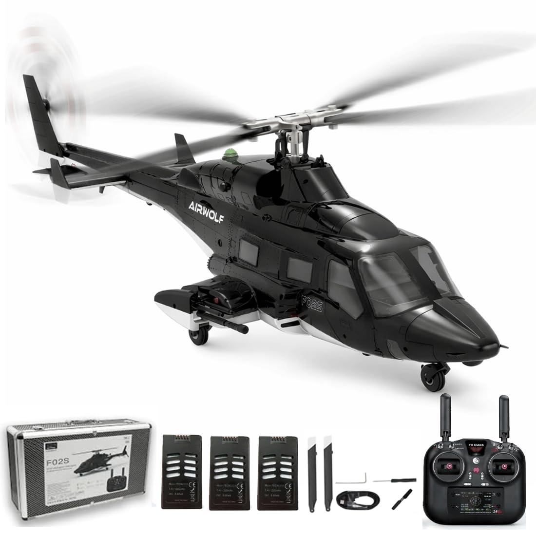NULA YUXIANG F02S Air-Wolf RC elicottero adulto 8CH 3D/6G Flybarless Aereo telecomandato con stabilizzazione Posizione del flusso ottico RTF