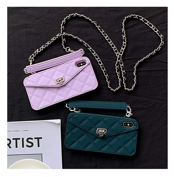 UnnFiko Wallet Case Compatible with iPhone 13 Pro Max, Cute Light Luxury Bag Design, Purse Flip Card Pouch Cover Soft Silicone Case with Handstrap Long Shoulder Strap (Dark Green, iPhone 13 Pro Max) by UnnFiko - Used condition - Image 4