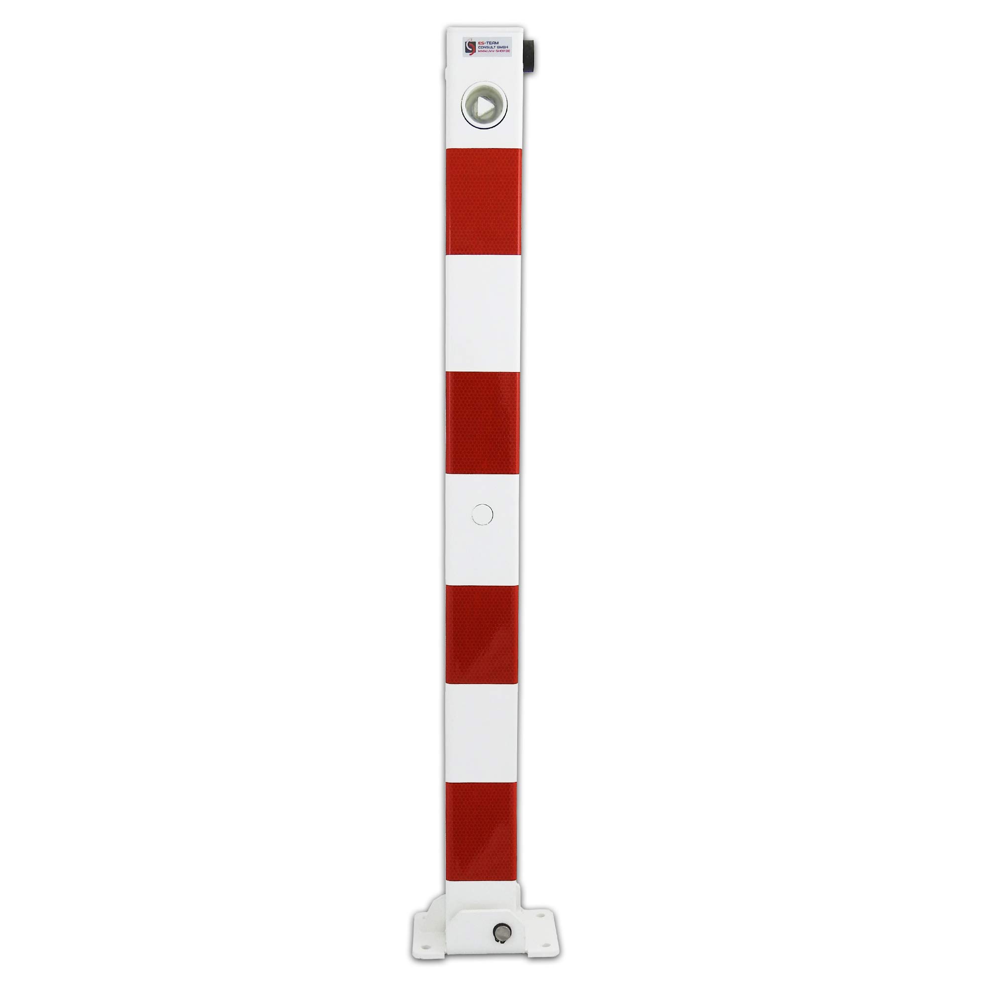 Absperrpfosten 900mm Hoch - 70x70mm Vierkantrohr, Umlegbar mit Dreikantverschluss, Duebelbefestigung, Poller, Parkplatzsperre