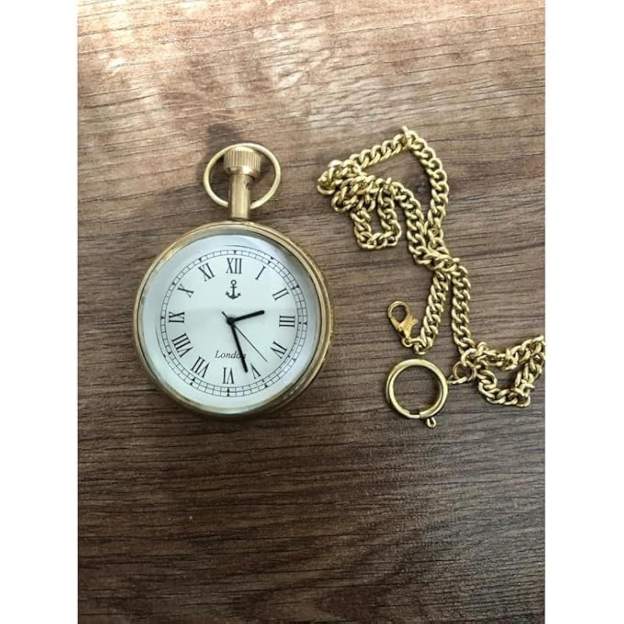 Classic Vintage Antique Gold Pocket Watch with Chain, Unisex