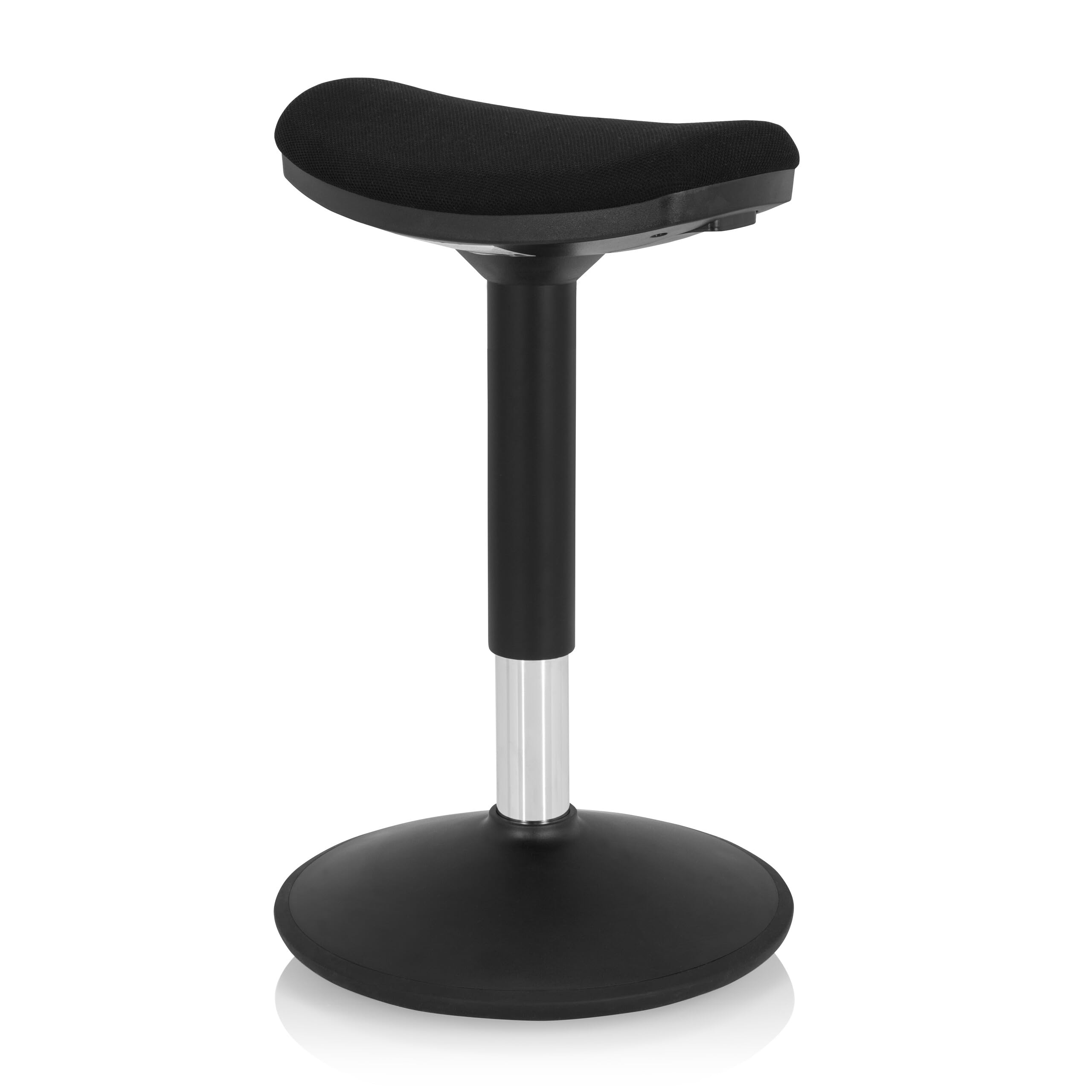 hjh OFFICE 830094 Tabouret Balance Sit I B Noir Tissu, Tabouret Assis Debout, Ergonomique, Réglable en Hauteur, pour Une Position Assise équilibrée et Active