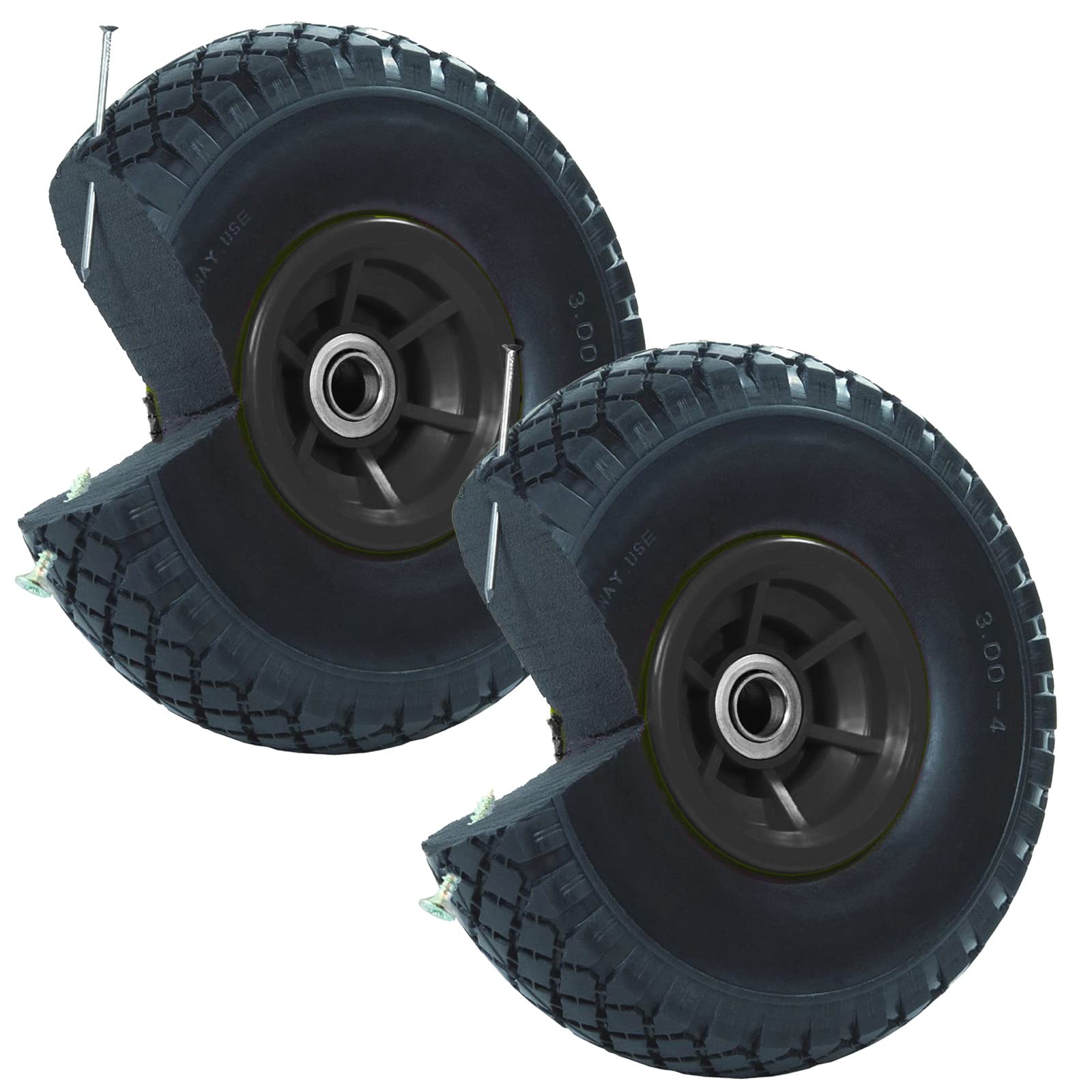 TRUTZHOLM 2x Sackkarrenrad PU-Rad 260x85 mm 3.00-4 60 mm versetze Nabe Ø 20 mm schwarz Vollgummi Bollerwagen