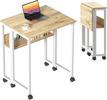 Sidney Kitapl k Rafl  Katlan r Masa 70 cm Tekerli Bilgisayar Masas  Laptop Masas , Beyaz -  am