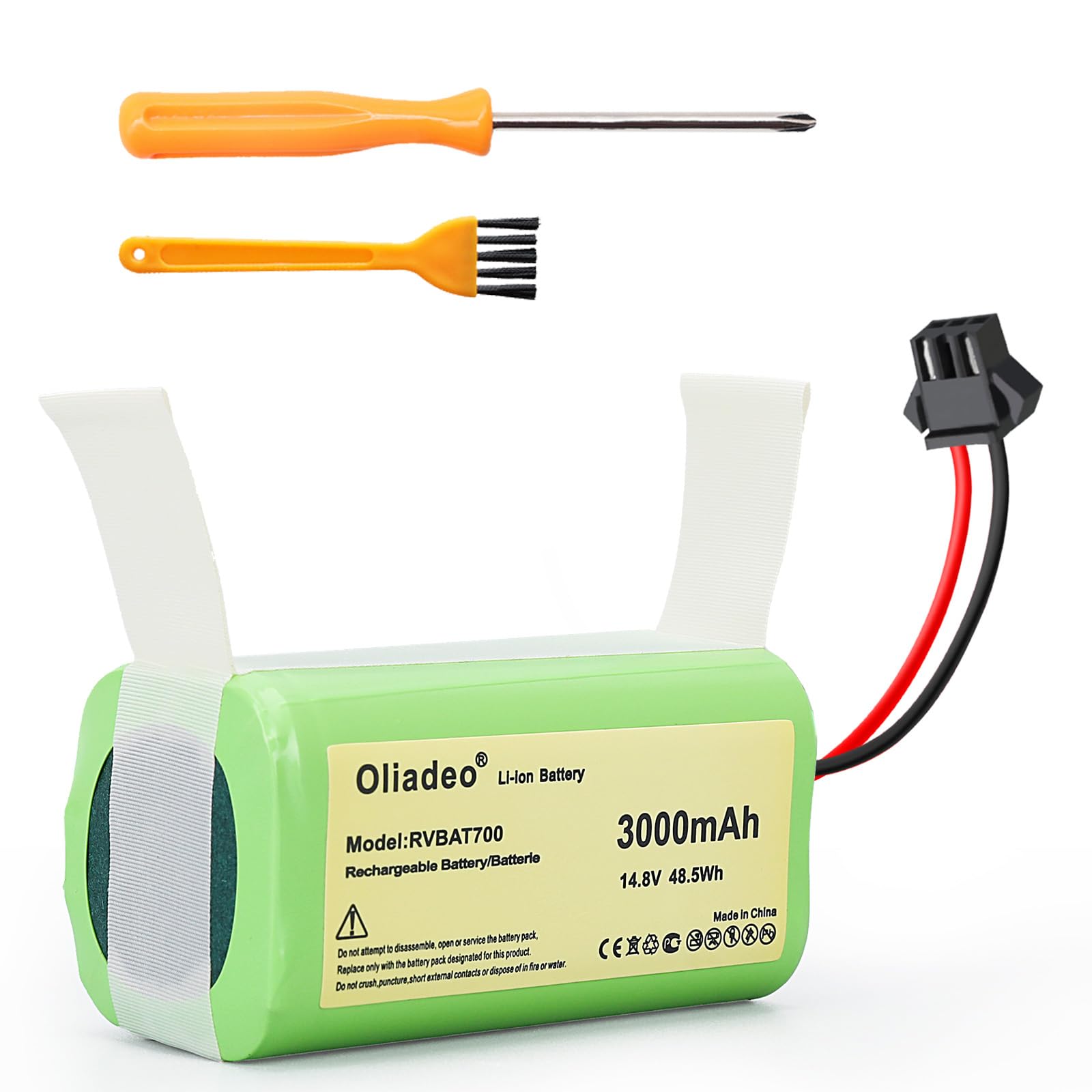 for Shark RV750 RV720 Battery Replacement - for Shark Battery RVBAT700 - for Shark ion RV720 RV700 RV750 RV755 Robot Vacuum Cleaners Battery 3.0Ah 14.8V Lithium 41CR19/65 with Tool