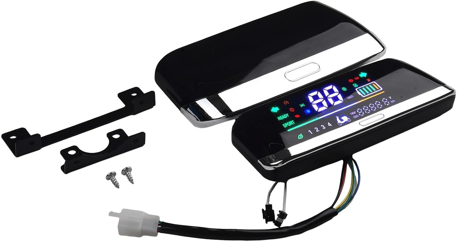 Emiif Electric Bike LCD Display with mounting brackets and screws, showing the display from an angle
