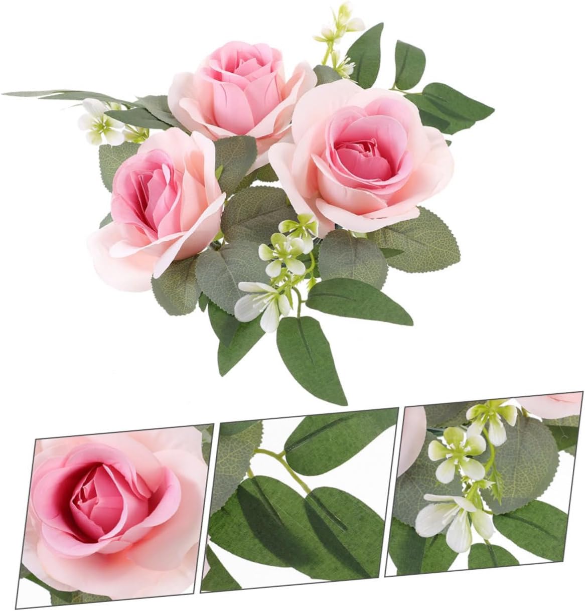 Levemolo 2pcs Artificial Rose Candle Wreaths for Table Decor Faux Floral Pillar Candle Holders for Weddings and Parties Flower Arrangement