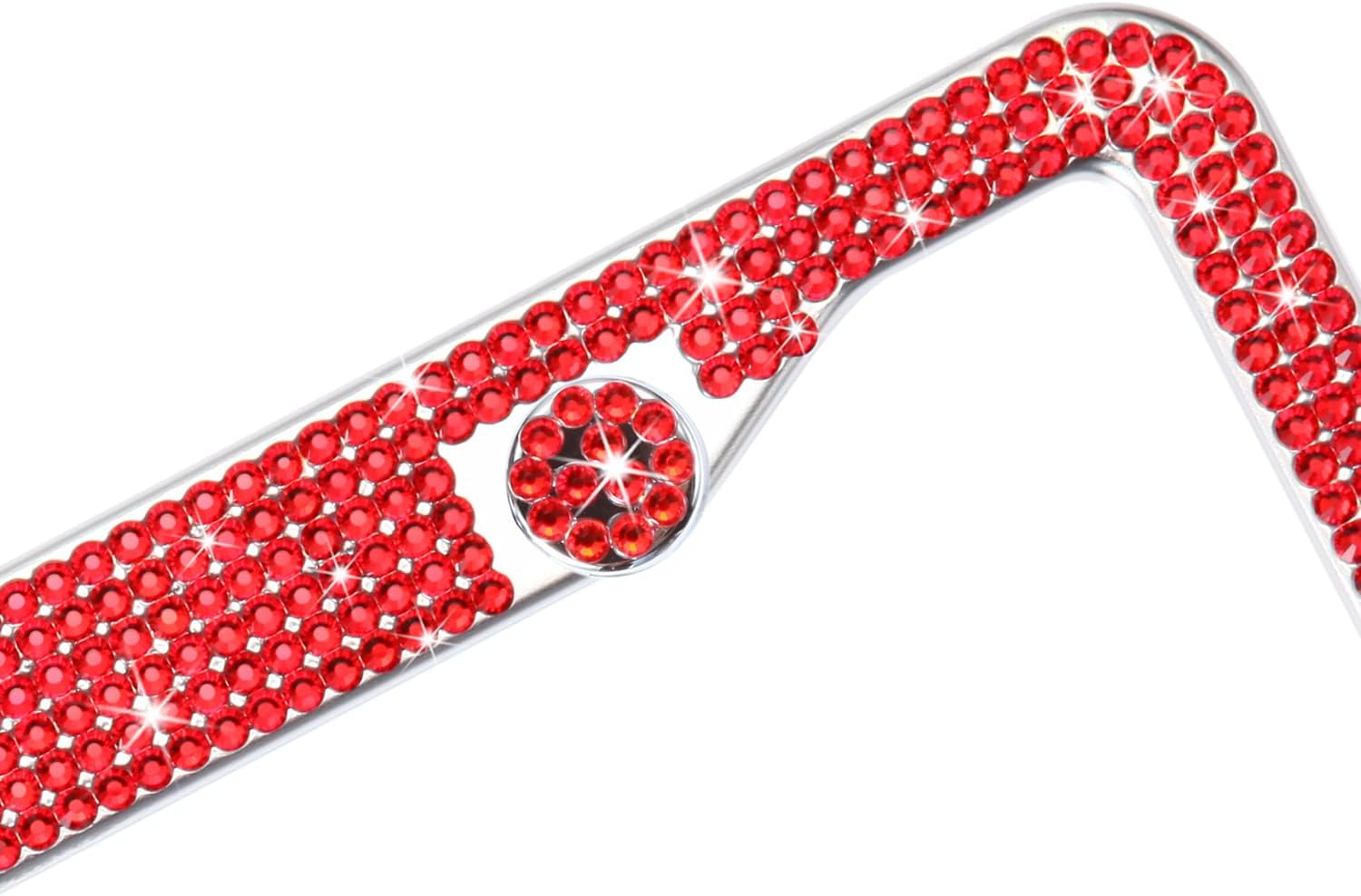 Red Bling License Plate Frame for Women, 2 Pack Diamond Rhinestone License Plate Frame Red Bling Car Accessories for Women Girls, Bedazzled Sparkly