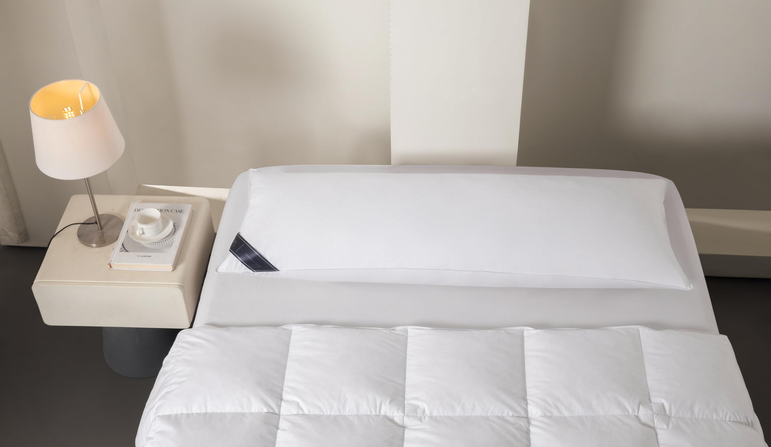 Littens White 6Ft Body Bolster Orthopaedic Pregnancy Duck Feather & Down Pillow, 100% Cotton Case, Down Proof (50Cm X 183Cm)