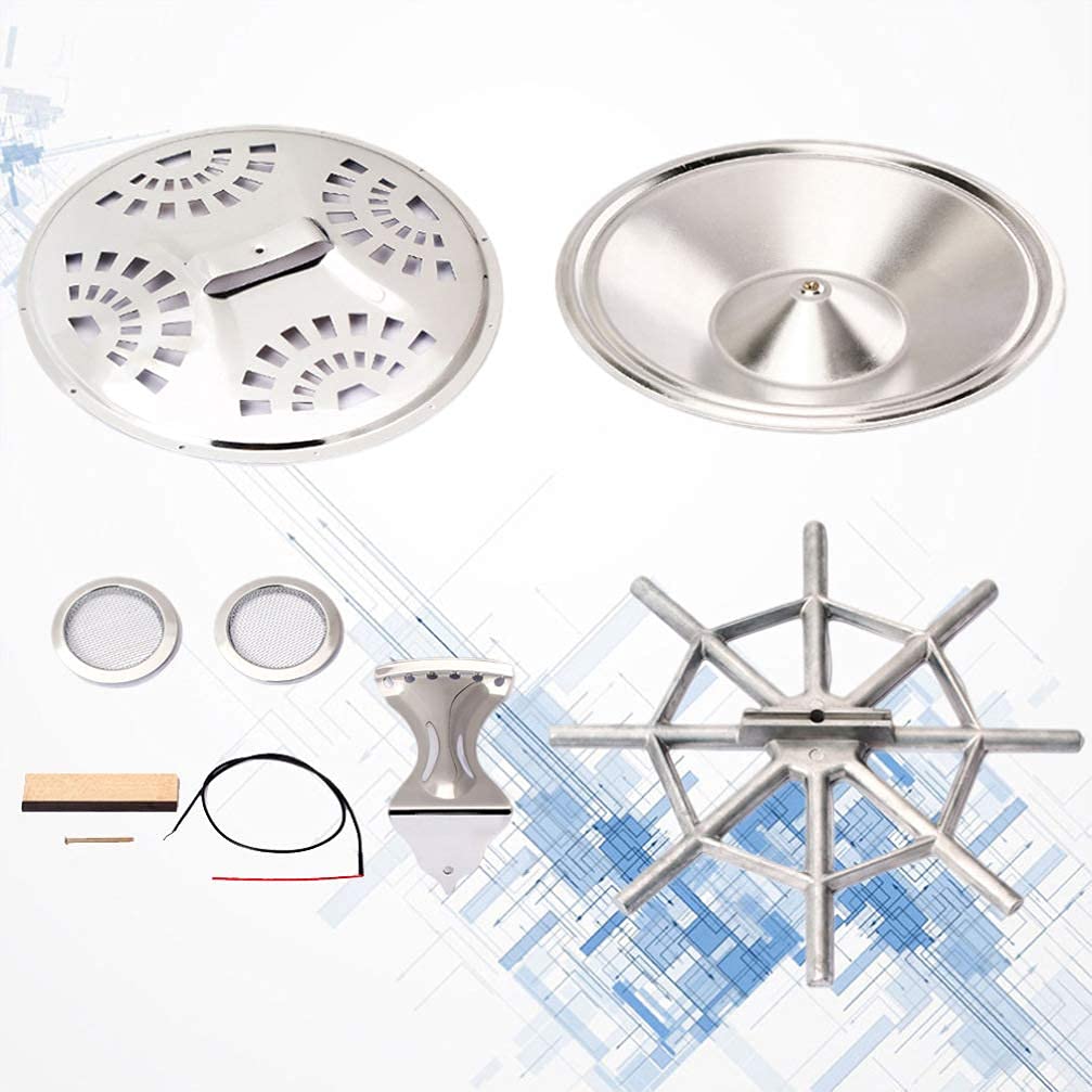 Argento Legno Dobro Chitarra Parti Set Resonator Coni Soundhole Schermi Cordiera Spider Bridge Sella