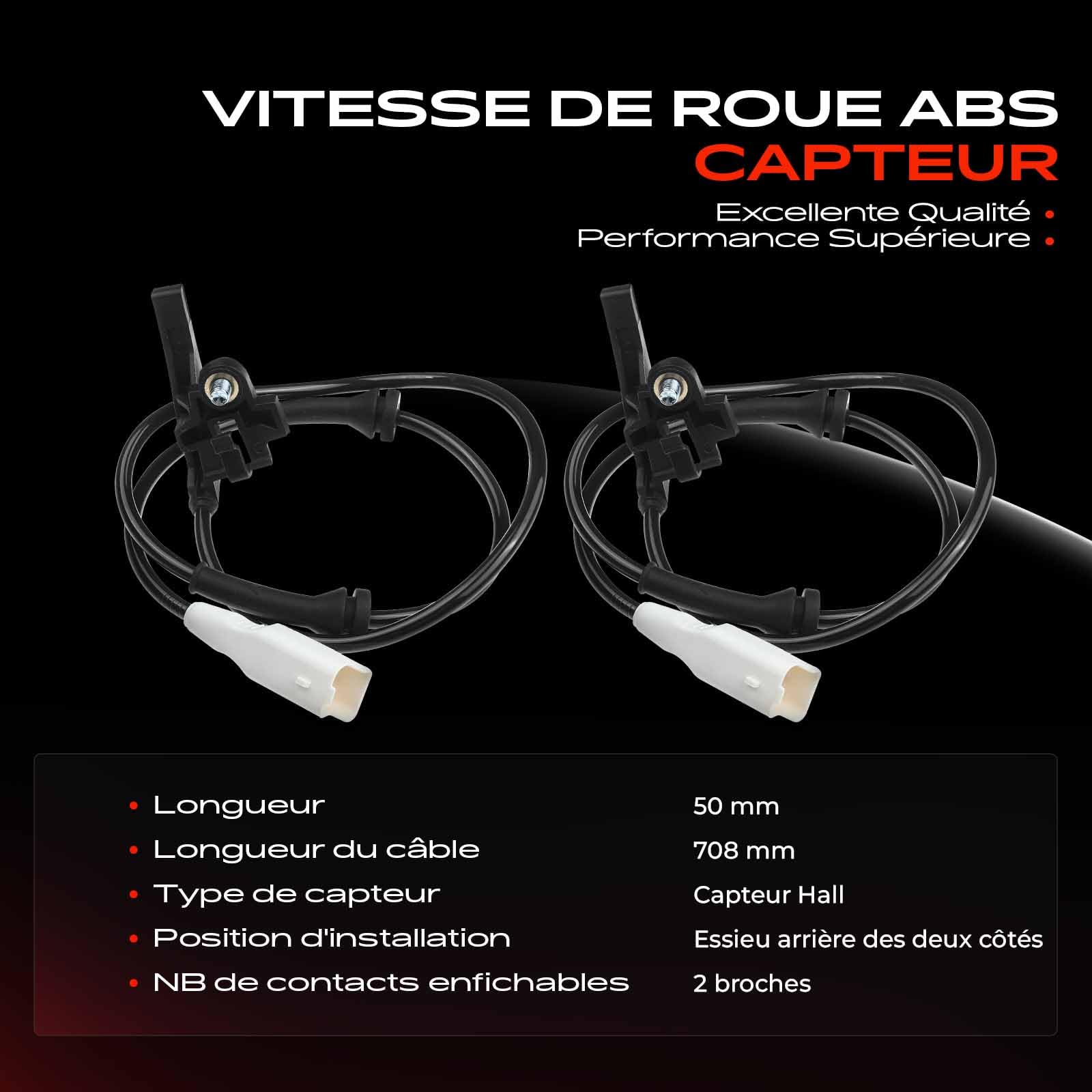 Frankberg 2 capteurs de vitesse de roue ABS arrière 96526967 | Compatible avec: 307 3A/C, C4 I LC, Berline C4, 307 Pause 3E, 307 CC 3B, 307 SW 3H, C4 Coupé LA